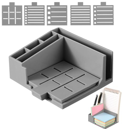 Generisch Haftnotizhalter, Multifunktionaler Zettelbox, Notizzettel Box Mit 5 Schablonen Und Stifthalter, Schreibtisch Organizer, Büro Zubehör Für Männer Und Frauen