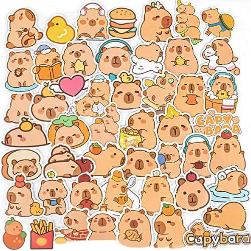 100 Pack Capybara Stickers Waterproof Vinyl Animal Decals | 100 Pack Capybara Stickers Cute Animal Vinyl Decals Waterproof Sticker Set for Water Bottles Phone Case Scrapbook Luggage