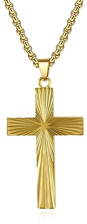 ZDaoBen Kreuz Kette Herren Silber/Gold/Schwarz kreuz Anhänger Halskette Edelstahl Christlicher Schmuck mit 60 CM