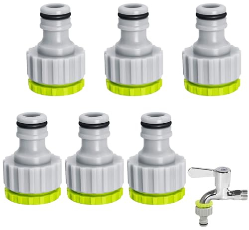 6 styck vattenkranadapter för Gardena Hahnverbinder, 2-i-1 trädgårdsslanganslutning 1/2 tum & 3/4 tum, plastslangkuppling slanganslutning för trädgårdsbevattning vattenslang