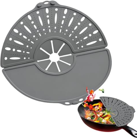 Dengthrive Spritzschutz Pfannen: Neues Modell 2026 Zusammenklappbar 32 cm überkochschutz Silikon Spülmaschinenfest Geeignet zum Kochen und Braten, Spritzerfest und Hitzebeständig