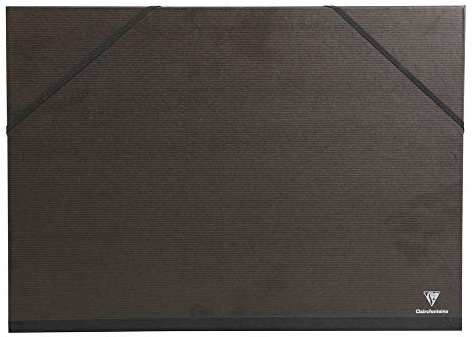 Clairefontaine - Ref 44700C - Kraft Art Folder - A4 Size, Elastic Straps Closure, White Paper Lining, Acid Free - Suitable for Transporting Artwork - Black