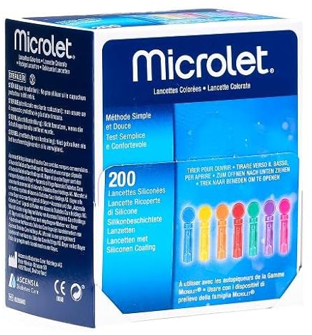 Microlet 2071310 Coloured Lancets Assorted Colours (Pack of 200)