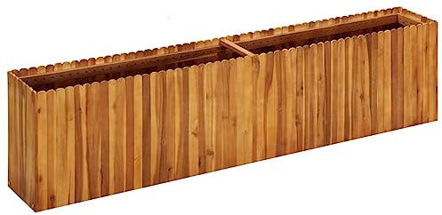 vidaXL Arriate Florero Jardinería Macetas Tiestos Accesorios Articulos Flores Plantas Diseño Rústico Robusta 200x30x50cm Madera Maciza Acacia