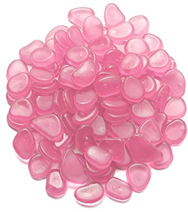 Mdurian 200 Piezas Rosado Piedras Luminosas Brillante Roca Stone Fluorescente Piedras Guijarros Brillan en la Oscuridad para hogar jardín Pasarela Acuario Decorativas