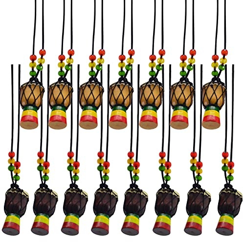 ZUYYON 15 collane per strumenti in legno classico tamburo djembe mini ciondolo tamburo africano bongo percussioni gioielli collana tamburi per bambini adulti forniture per feste regalo scolastico
