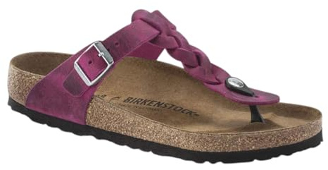 BIRKENSTOCK GIZAH Womens Oiled Leather Sandals Fuchsia Size 4 UK 4 6.5 Fuchsia 6-6.5, fuchsia, 6-6.5