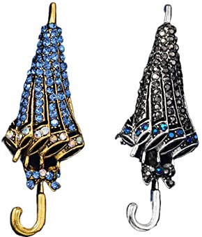 ARFUKA 2 Stück Anstecknadel Strass Regenschirm Broschen Brosche Pins Anstecknadel Geschenk für Männer und Frauen Kleidung Taschen Jacken