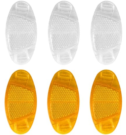 MUEEAD 6 Bicycle Reflectors, Reflectors, Bicycle Spokes, Bicycle Accessories, Cat's Eye Bicycle Reflectors, Bicycle Front and Rear Reflectors for Bicycle Children's Bicycle (Yellow White)