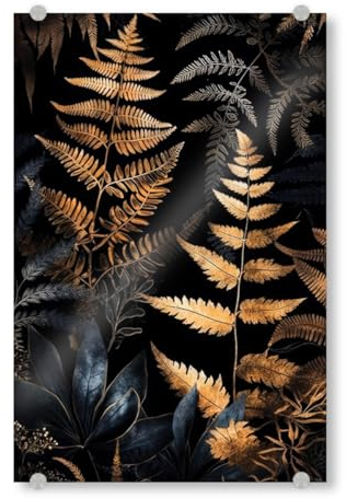 artboxONE Acrylglasbild 150x100 cm Natur Goldene Farne A Bild hinter Acrylglas - Bild Farn Farn farne