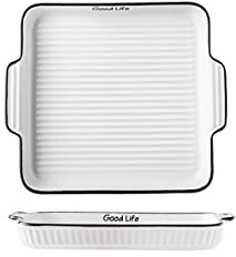 enamel roasting tin，baking tray set，Porcelain Bakeware Set Rectangular Baking Dish for Cooking Cake Dinner Banquet Daily Use Porcelain Baking Pans, Set of 2,10inch (Size : 12inch) (Size : 8.5Inch) (S