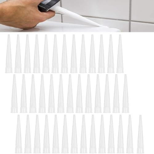 Bavooty Kartuschenspitzen Silikon Spitzen,50 Stück Transparent Silikontüllen Ersatzspitzen Abdichten Kappen,Silikonspritze Aufsätze,Reparatur von Löchern, Rissen, Wandfliesen, Bodenfliesen und Böden