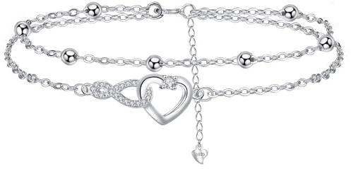 Arrebol Armband 925 Sterling Silber Damen Doppelketten Armbänder Original Schmuck für Schwester Freundin Tochter, Verstellbarer [16+4cm]
