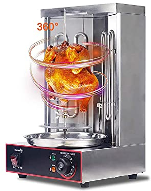 Grill Machine 3000W Electric/Gas, 360° Rotating Vertical Broiler Barbecue Oven - Smokeless Turkey Doner Kebab Machine
