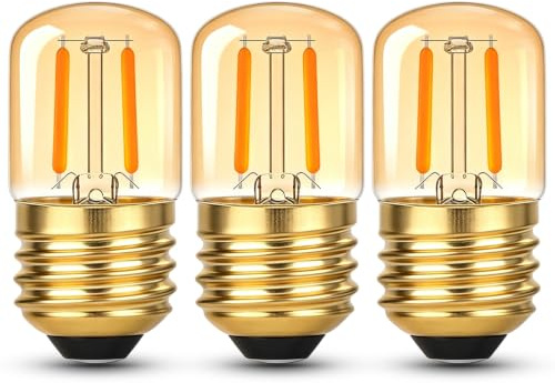 EASYIVY E27 LED Nachtlicht Birne, E27 LED Warmweiss 1W Edison Vintage Glühbirne 10W Äquivalent, Warmweiß 2200K T28 Bernstein Leuchtmittel für Dekorative Tischlampe, Nicht Dimmbar, 3 Stück