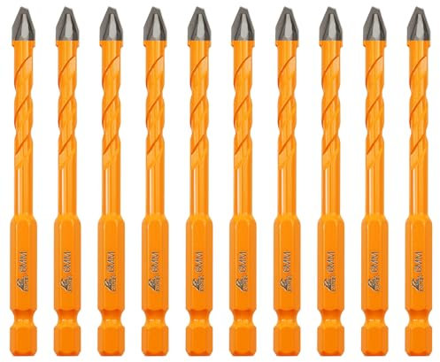 EXFEIN Set di Trapani Eccentrici in Carburo (10 Pezzi) - Per Piastrelle, Marmo, Muratura, Legno, Plastica (6mm*10)