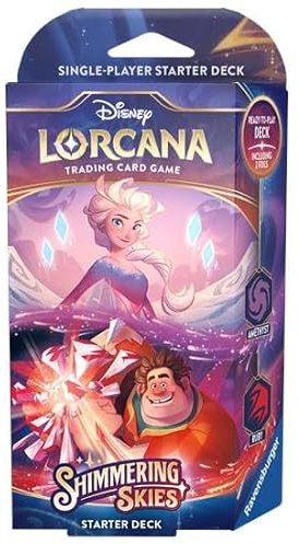 Lorcana Starter Deck Chapter 5: Shimmering Skies: amatista y rubí – Inglés + Heartforcards® Protección de envío