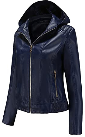 KHIRVWL Giubbotto Chiodo Donna Ecopelle Giacca in Pelle Donna Corta Giubbotto e Tasche con Cerniera Giubbino Biker Vintage a Manica Lunga da Donna Giacca di Pelle Curvy Giacca in Ecopelle Cerniera