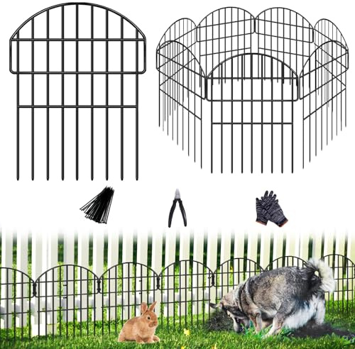 5 Paneele, Gartenzaun, Tierbarriere, 1,7 m (L) x 43,2 cm (H), Bogen, kein Graben, Hundezaun, gewölbt, rostfreies Metall, dekorativer Gartenzaun, 3,2 cm Lücke, Beeteinfassung, Bodenverteidigung für