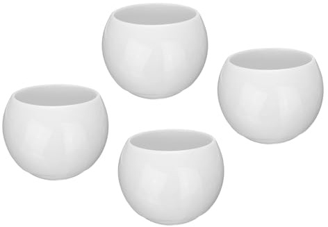 QUARKZMAN 4 Stück handgefertigte Teeschalen 150ml / 5oz Weiß | chinesische japanische Teetasse Keramik Gong Fu Teeset, Eisriss Dekoration, für Büro Zuhause Geschenke