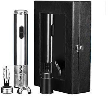QTANZIQI Electric Wine Opener, Wine Bottle Opener, Foil Cutter, Wine Pourer, Wine Vacuum Stopper and Wine drip ring Electric Corkscrew