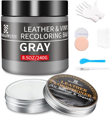 SHADAIWUYU Gris Reparador Cuero con 100ml Cuidado de Cuero,Cuero Liquido Reparador Pintura para Cuero para Reparar el Desgaste y Las Marcas en Sofás,Vinilo,Asientos de Automóvil y Zapatos de Cuero