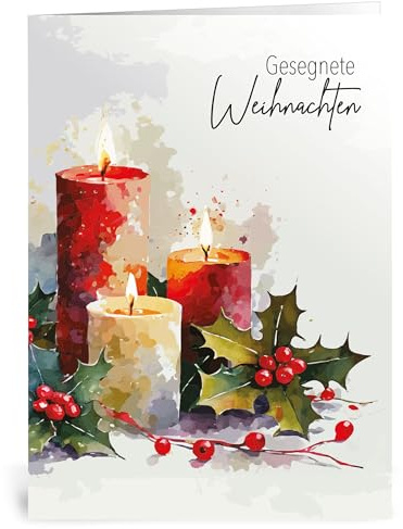 Weihnachtskarten mit Umschlag Set, Kerzenlicht, A6 | Christmas Cards, Karten Weihnachten; 10 Stück, kleines Format, Klappkarten; weihnachtliche Motive