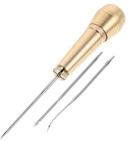 Uonlytech Juego de Aguja para Máquina de Reparación de Calzado Mango de Cobre y Acero, Diseño Versátil para Reforzar Suelas en Kits de Reparación y Costura Manual