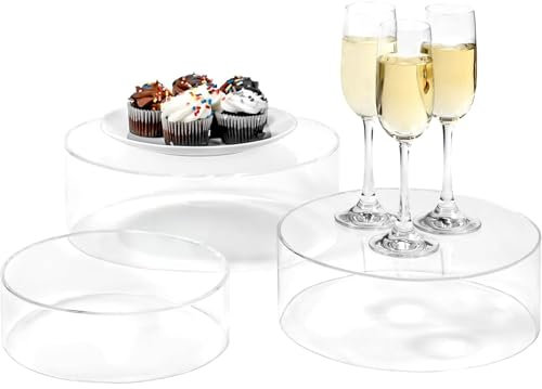 Genérico Elevador Para Tartas | Base Transparente para Pasteles | Juego 3 Repisas Mesada Para Decoración Hogar Pastelería Retail Florería Panadería Eventos