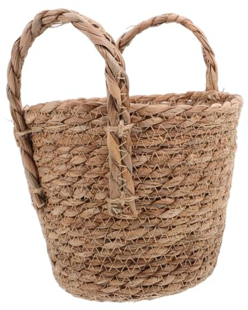 UPKOCH Jardinera de Ratán para Suculentas Mediana Natural para Interior y Exterior Cesta Tejida Rústica para Plantas Decorativas Multifuncional