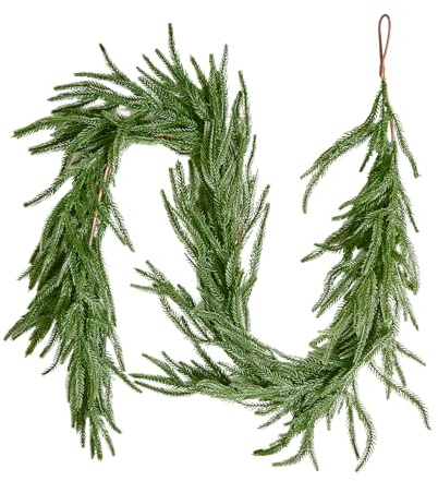VEVOR Christmas Garland, 5-FT Realistic Norfolk Pine Garland, Evergreen Real Touch Artificial Faux Greenery Garlands, for Holiday Indoor Outdoor Xmas Decoration on Table, Mantel, and Fireplace
