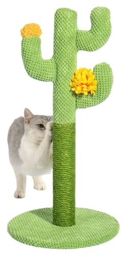 Cactus Cat Scratcher Tree – Vertical Cactus Cat Tree, Kitten Scratching Post | 3 Sisal Wrapped Poles, Fun Activity Furniture For Indoor Cats And Kittens, Interactive Cats Tower Scratcher For Play, Cli
