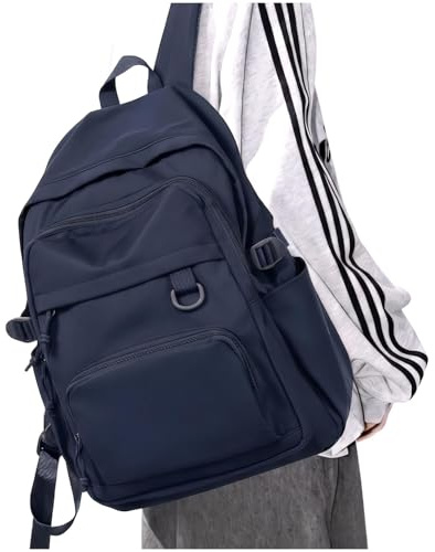 Sac à dos ecole ordinateur léger pour fille et adolescentes – Sac d'école avec compartiment pour ordinateur portable et porte-bouteille, pour sac ecole fille, college et les déplacements, Bleu foncé
