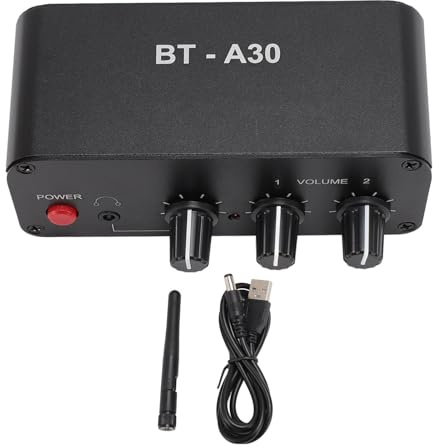 Bluetooth Sound Preamplifier High Performance Stereo Preamp with 3.5mm Port for Phono Turntable Speaker Aluminum Alloy Black 12 x 5.3 x 4.5cm