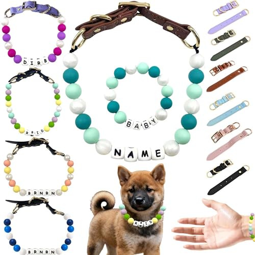 Personalisierte Perlen Hundehalsband, benutzerdefinierte Haustier-Schmuck Candy Farbe Hundehalsband mit Namen, Freundschaft Armband Geschenk für Hunde, Katzen, Haustiere