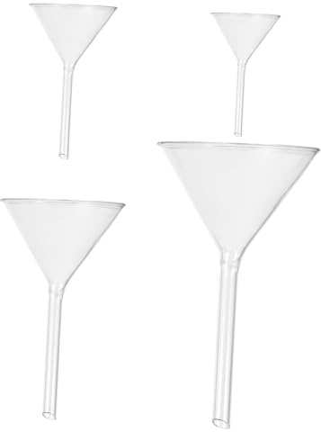 Holibanna 4 piezas Embudo de Vidrio de Laboratorio Corto Cuello Resistente Química para Transferencia Precisa Experimentos