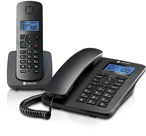 Motorola C4201 Corded & Cordless Home Phone Combo, Landline House Phone, Home Office Phone