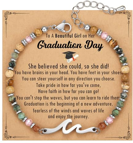TONY & SANDY Graduation Gift for Her, 2026 Graduation Decoration Wave Bracelet Middle High School College Graduations Gifts for Women, Grad Gift Basket Daughter Granddaughter Nurse Niece