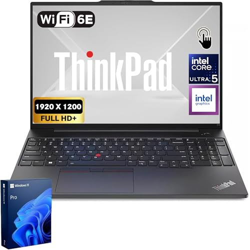 Lenovo Laptop aziendale ThinkPad E16 Gen 3 | Touchscreen FHD+ da 16 pollici | Intel Ultra 5 225U | 16 GB di RAM | SSD da 1 TB | Impronte digitali | KB retroilluminato | HDMI | Webcam FHD | Wi-Fi 6E |