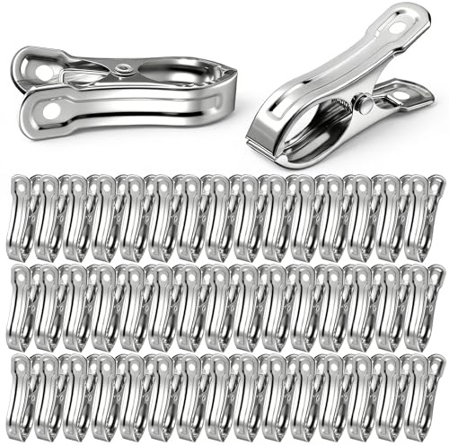 HANLANXUE 200Pcs Stainless Steel Garden Clips, Large Open Metal Clamps for Greenhouse Hoops, 2 Fix Plant Cover Shade Cloth Netting Tarp, Tight Grip Weatherproof Gardening Supplies