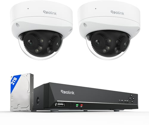 Reolink 4K 8MP 180° Dual-Objektiv PoE IP-Kamera, IK10 Vandalismusschutz, Personen-/Fahrzeug-/Tiererkennung, IR- und Farb-Nachtsicht, Zwei-Wege-Audio, Duo 2V PoE*2 mit RLN8-410
