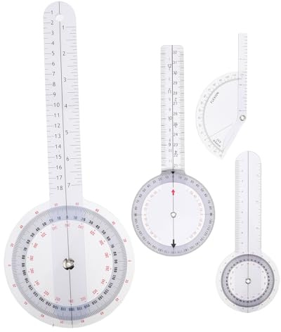 ifundom Set Goniometri Ortopedici in PVC 4 Pezzi Righello Angolare Girevole per Misurazioni Multi-Angolo Accurate Righello Angolo Dita Ergonomico per Uso Medico e Fisioterapia