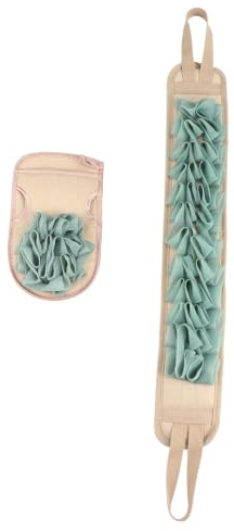 Hoement 2 Stück pack Peeling Handschuhe und Rücken Badetuch aus Hautfreundlichem Material Streifendesign für Gründliche Rückenreinigung und Langlebig für Zufällige Farbe