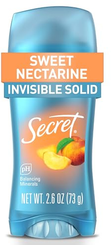 Secret Fresh Antiperspirant Deodorant for Women, 72hr Breathable Sweat & Odor Protection, Instant Freshness & Gentle, PH Balancing Minerals, Invisible Solid, Sweet Nectarine Scent, 2.6 oz