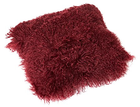Reissner Lammfelle Tibet Lammfell Kissenbezug langflorig 30x30cm JAY23 Farbe dunkelrot/Bordeaux