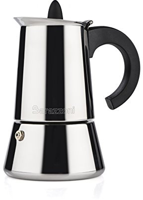 Barazzoni La Caffettiera Inox 4 Tazze. Prodotto certificato dall'Accademia Italiana Maestri del Caffè. Adatta all'induzione