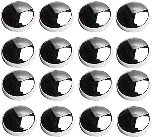 Merriway BH03922 (100 Pcs) Plastidome Snap On 2 Piece Caps Screw No. 6/8 Covers, 15 mm (9/16 Inch) Diameter, Chrome Finish - Pack of 100 Pieces