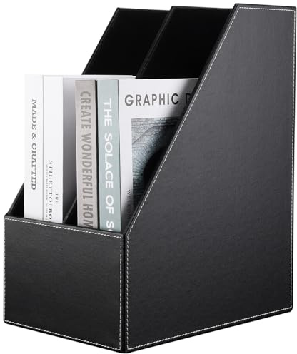 KINGFOM Portariviste A4 in pelle (Nero, 2 Slot)