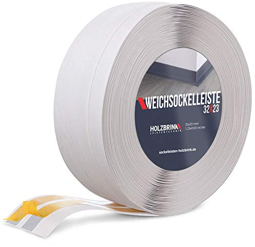 HOLZBRINK Battiscopa adesivo in PVC 32x23mm, 5 m | Bordino per top cucina, mobile per bagno | Zoccolino battiscopa | Colore: betulla