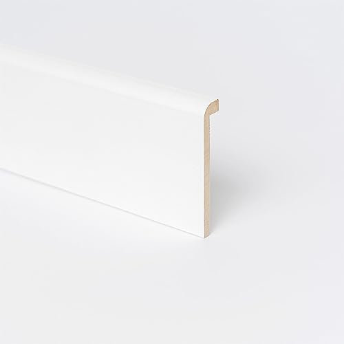 TWE - Tucci Wood Essence Couverture pour Plinthe en Bois Teint Blanc 90 x 16 mm